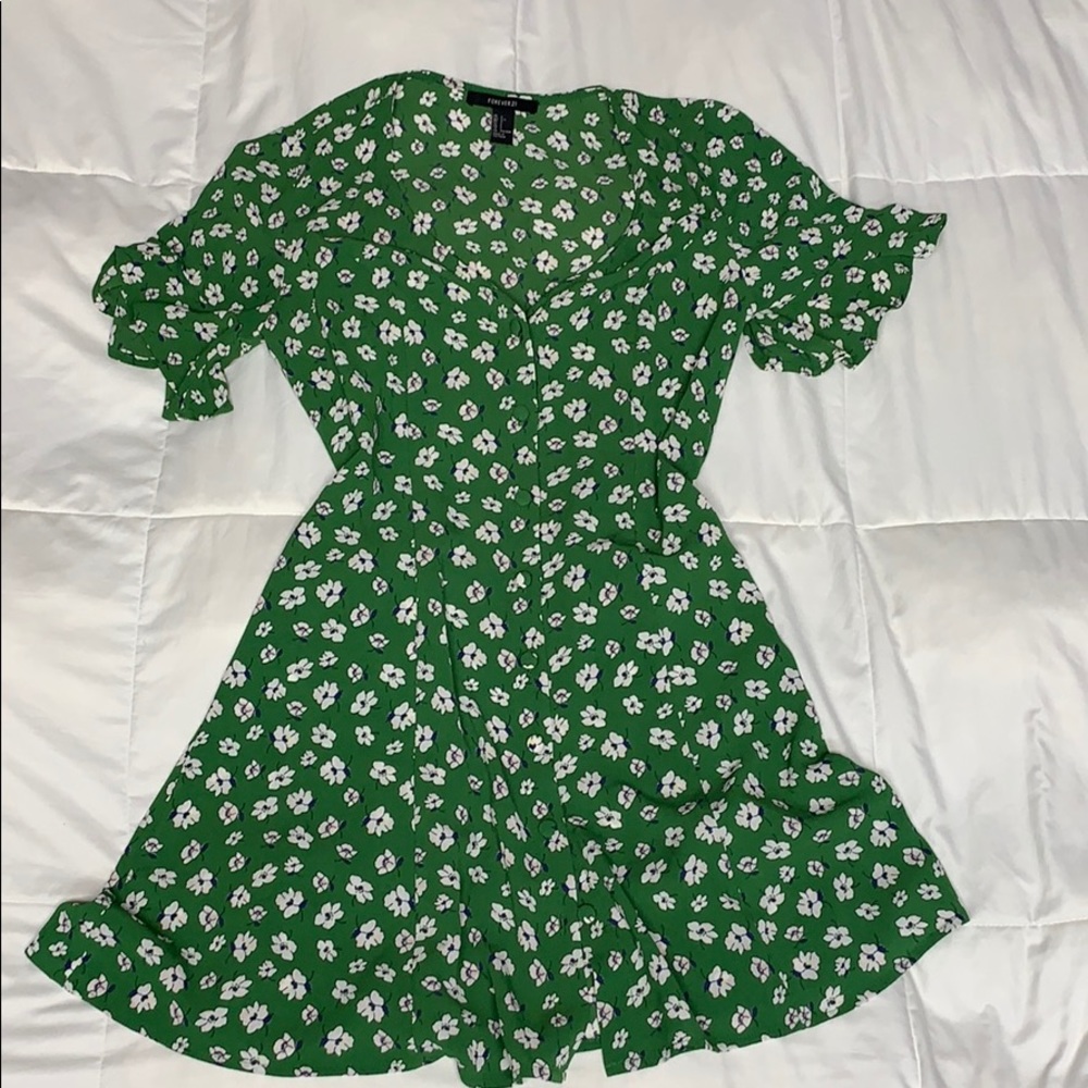 Green floral dress